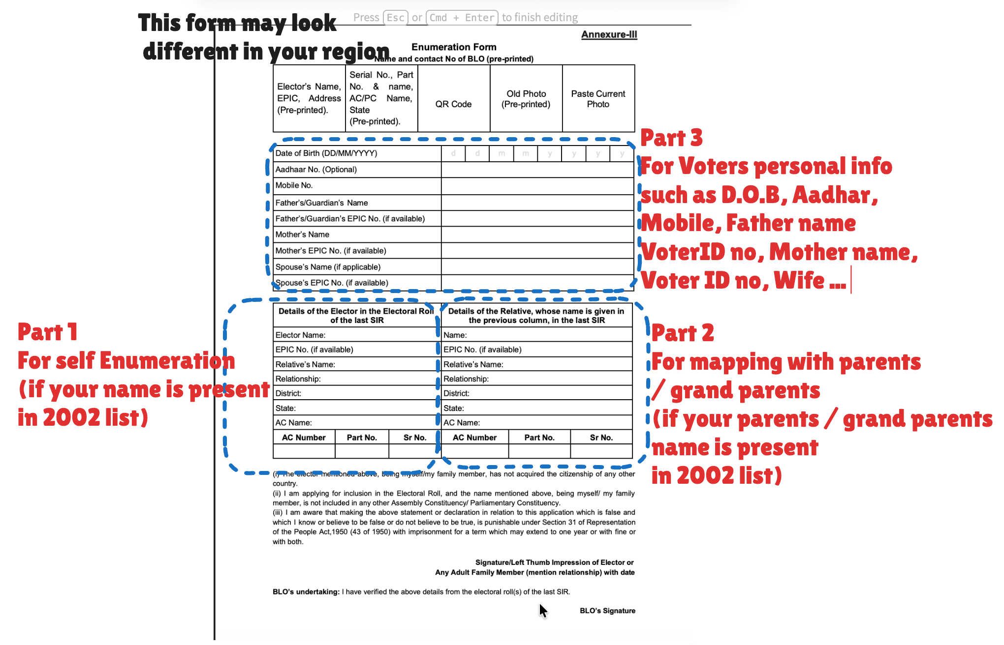 Enumeration Form Scenarios Guide